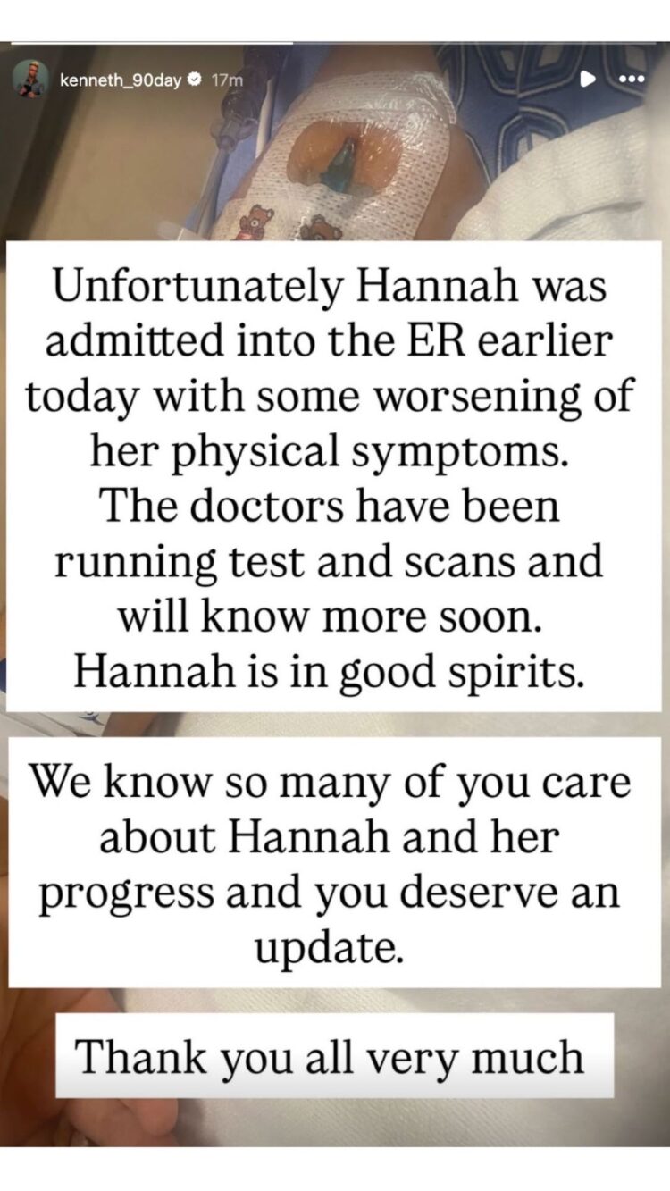 90 Day Fiance’s Kenny Says Hannah Has Been Admitted to ER as Health Worsens